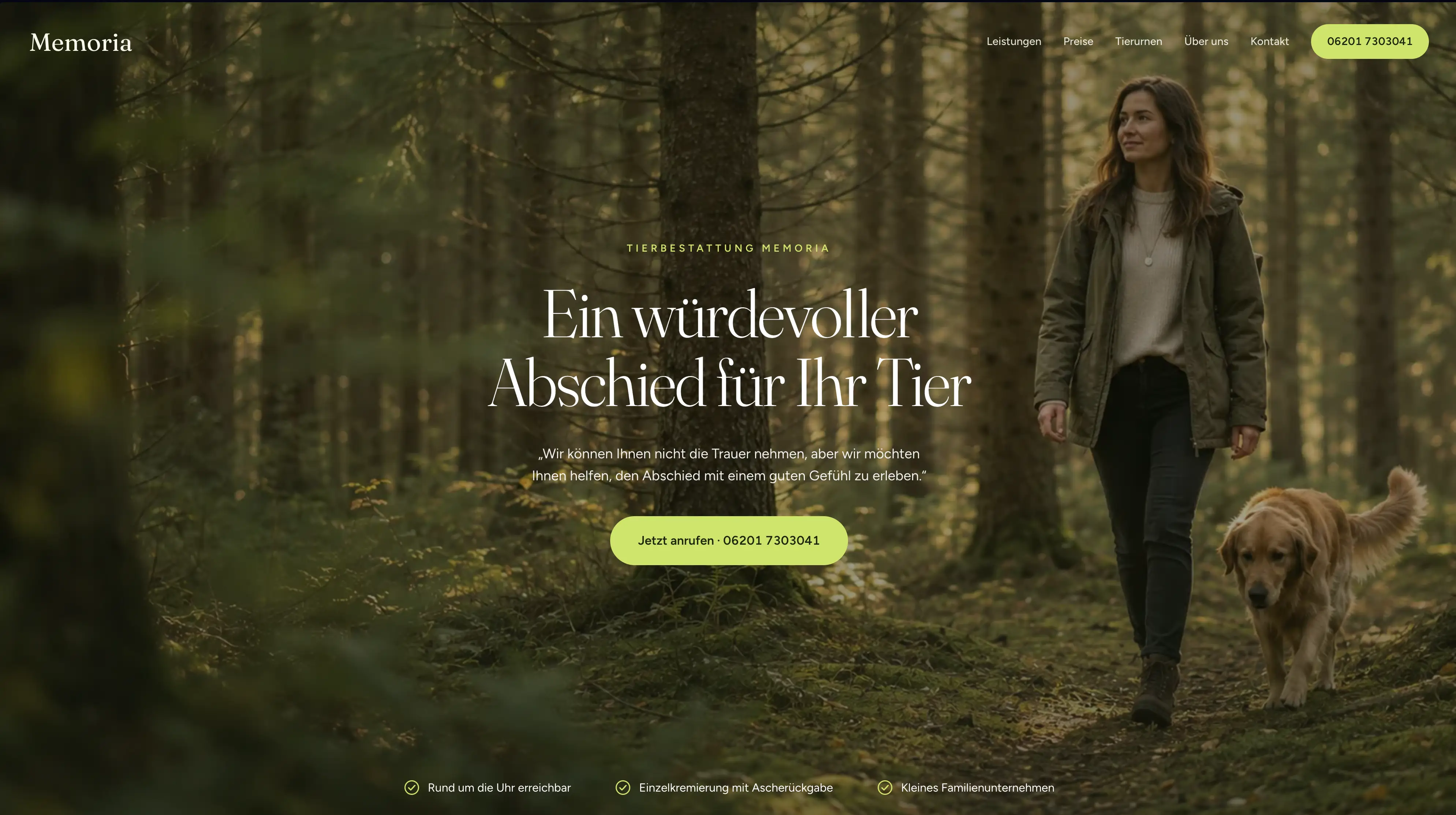 Website-Projekt Tierbestattung Memoria