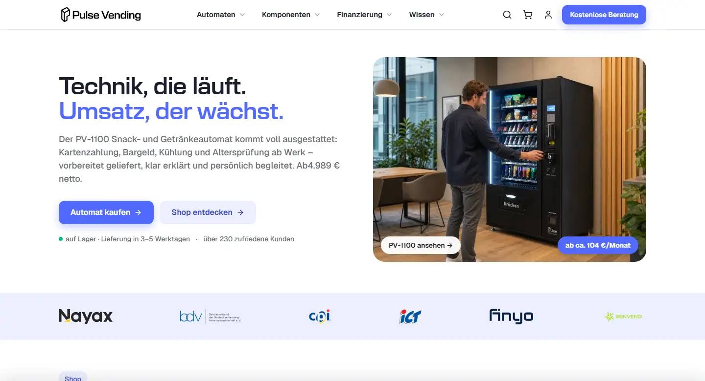 Website-Projekt Pulse Vending